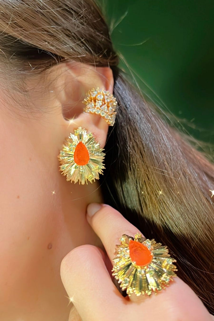 18K Gold Plated Cluster Ear Cuffs