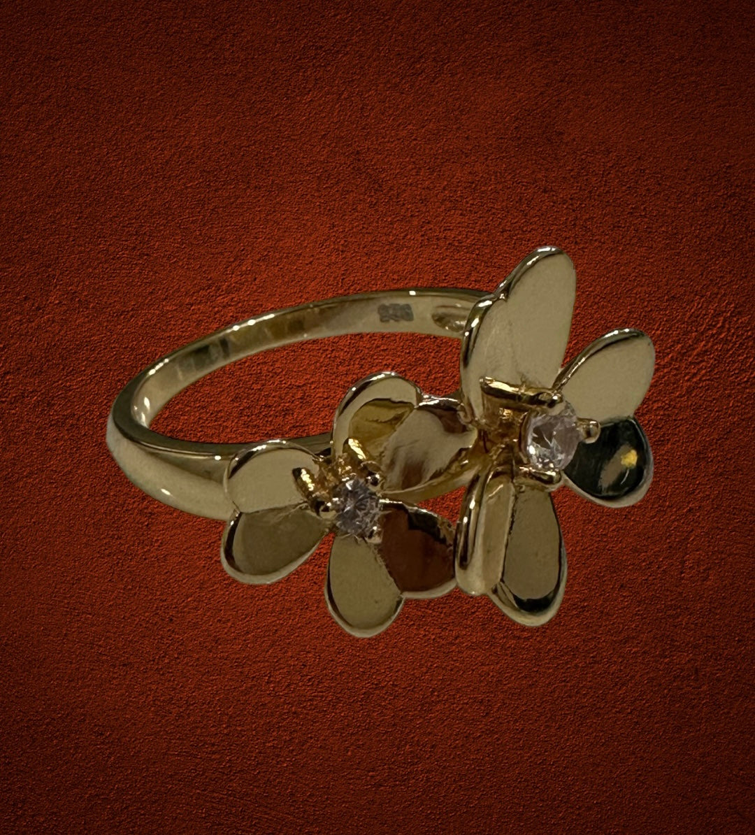 Sterling Silver 14K Gold Plated Clover Ring