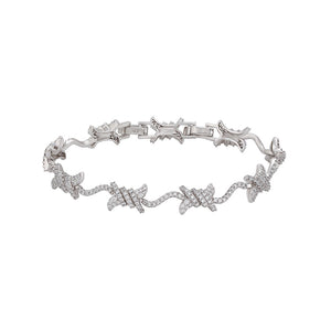 Classy Cz Diamond Barbed Wire Bracelet