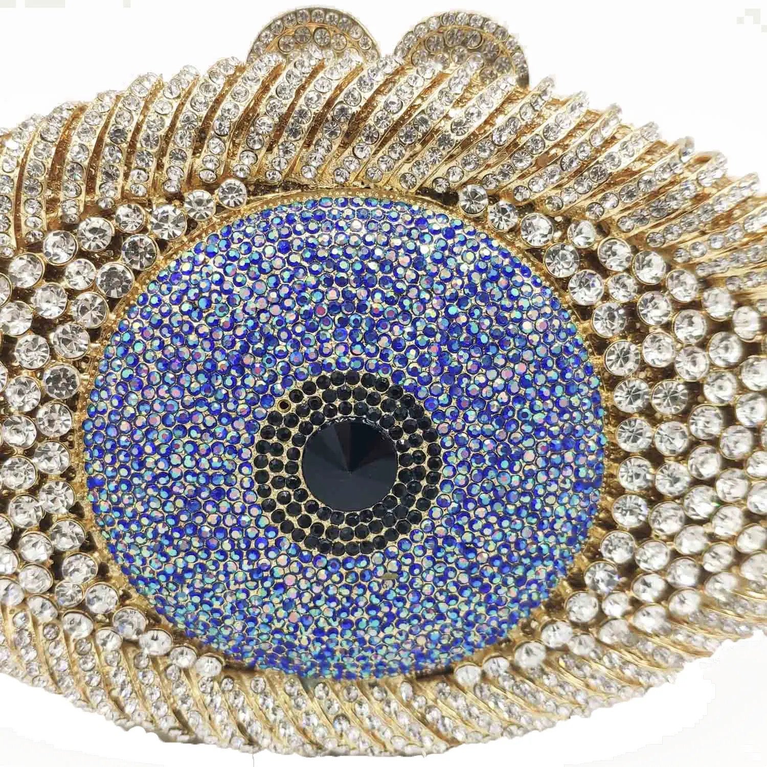 Handmade Gold Rhinestone Eye Clutch