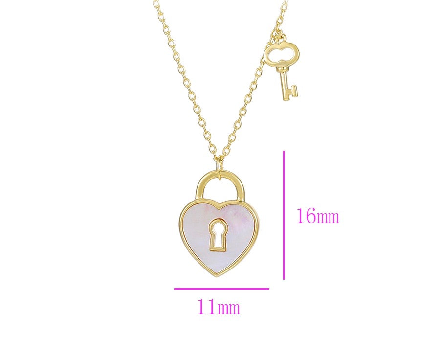 14K Gold Plated Heart & Key Necklace