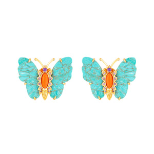 Turquoise & Opal Butterfly Earring