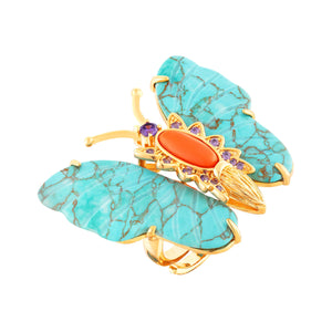 Handmade Turquoise & Opal Butterfly Ring