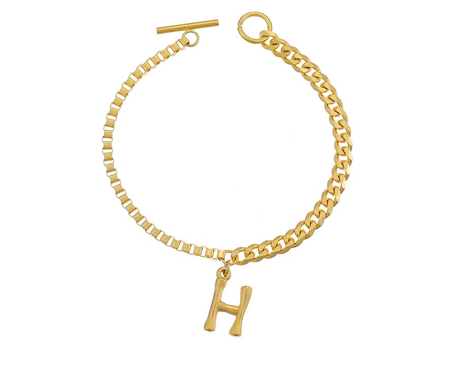 24K Gold Plated Initial H Bracelet
