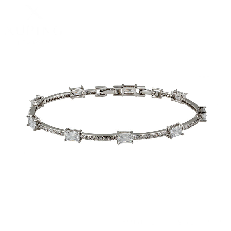 Elegant Rhodium Plated Cz Diamond Bracelet