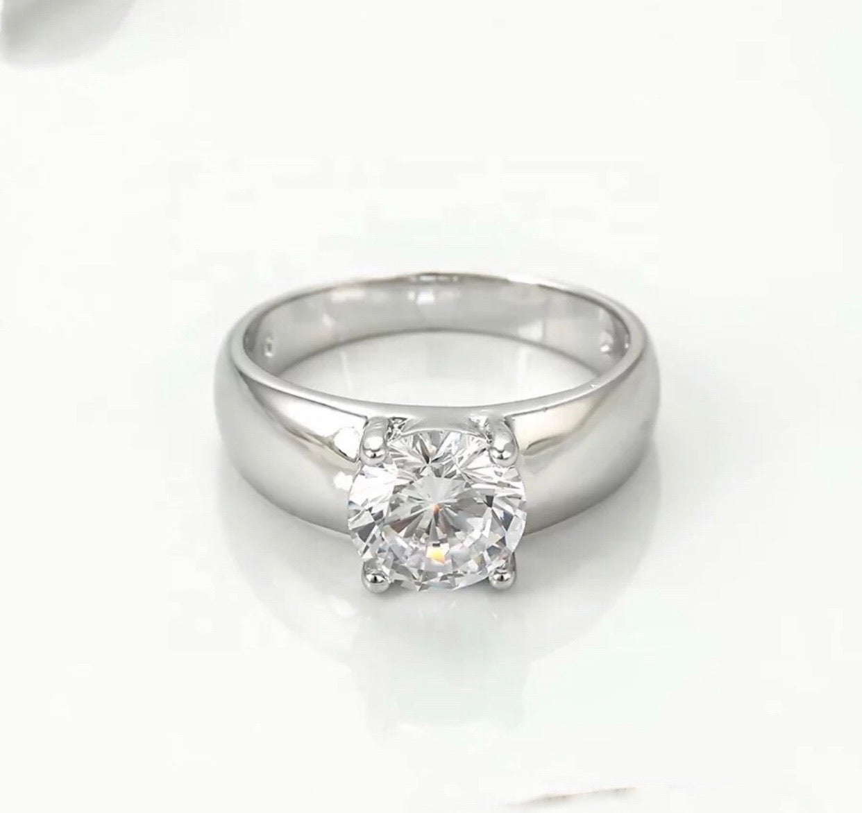 Rhodium Plated Unique Diamond Ring