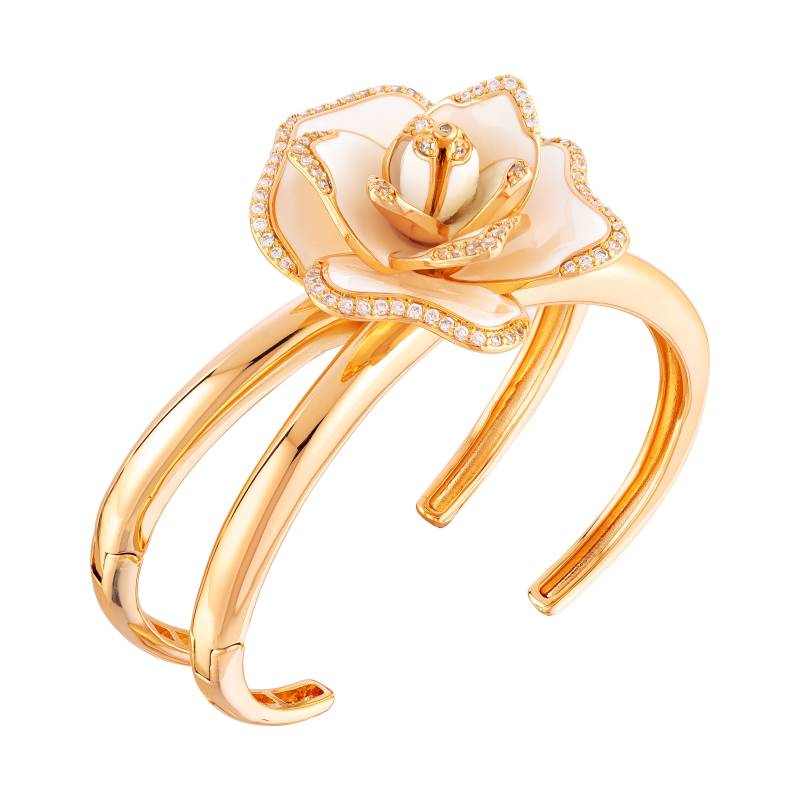 Vintage Pastel Enamel Flower Bracelet with Rhinestone Accents Gold