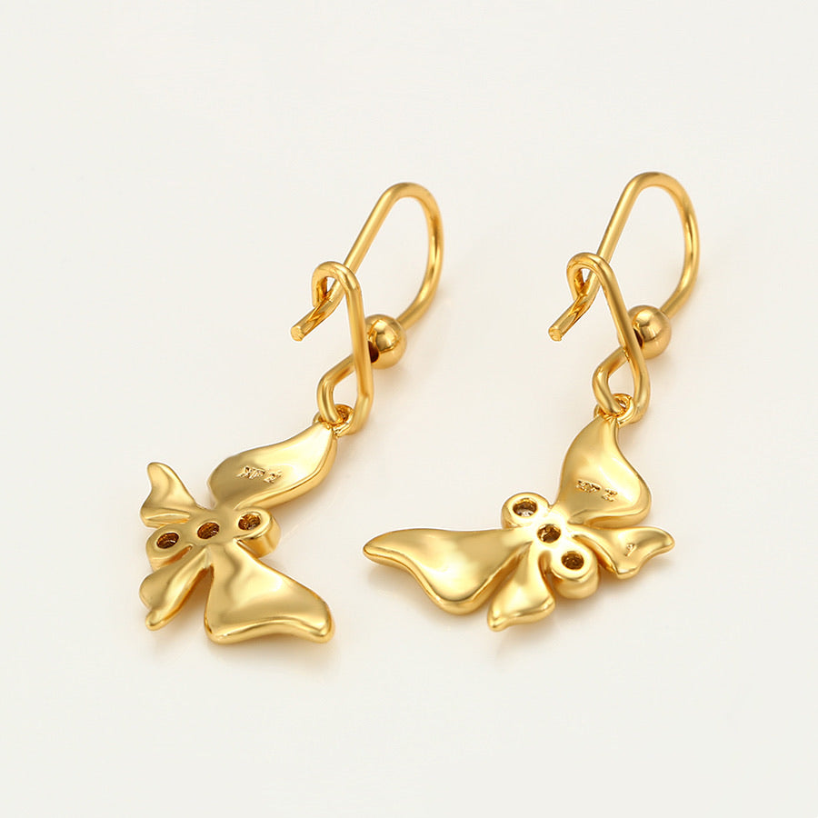 Pretty 24K Gold Plated Diamond Tiny Butterfly Earring