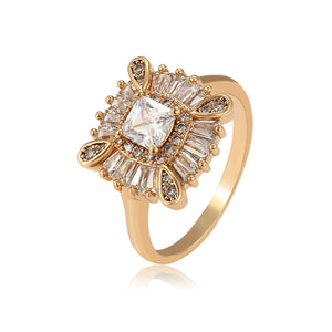 Elegant 18k Gold Plated CZ Diamond Ring