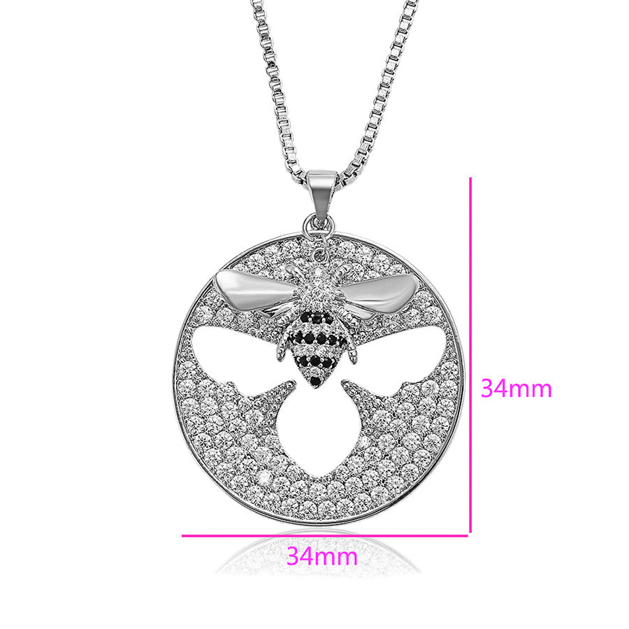 Fashion Cz Diamond Bee Necklace