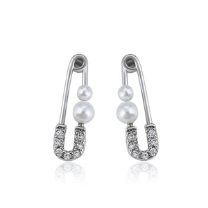 Tiny Pearl & Safety Pins Mini 15mm Earring