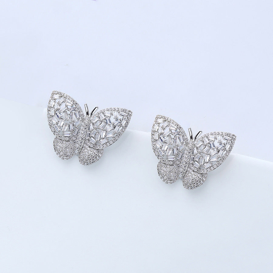 Elegant New Design Cz Diamond Butterfly Earring