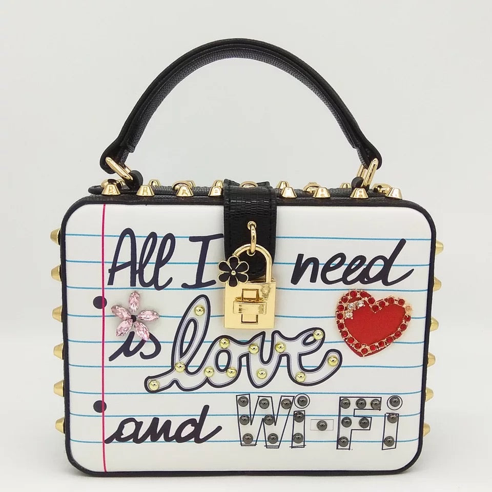 All I Need Is Love & Wifi Fashion Leather bag