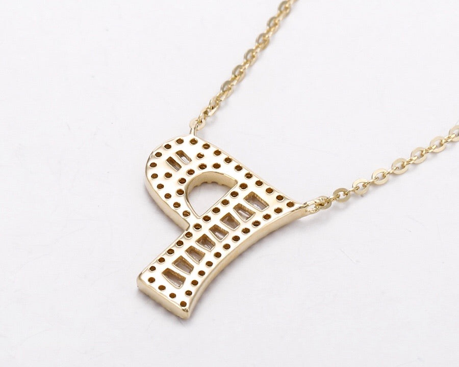 S925 Silver 14K Gold Plated Initial Necklace
