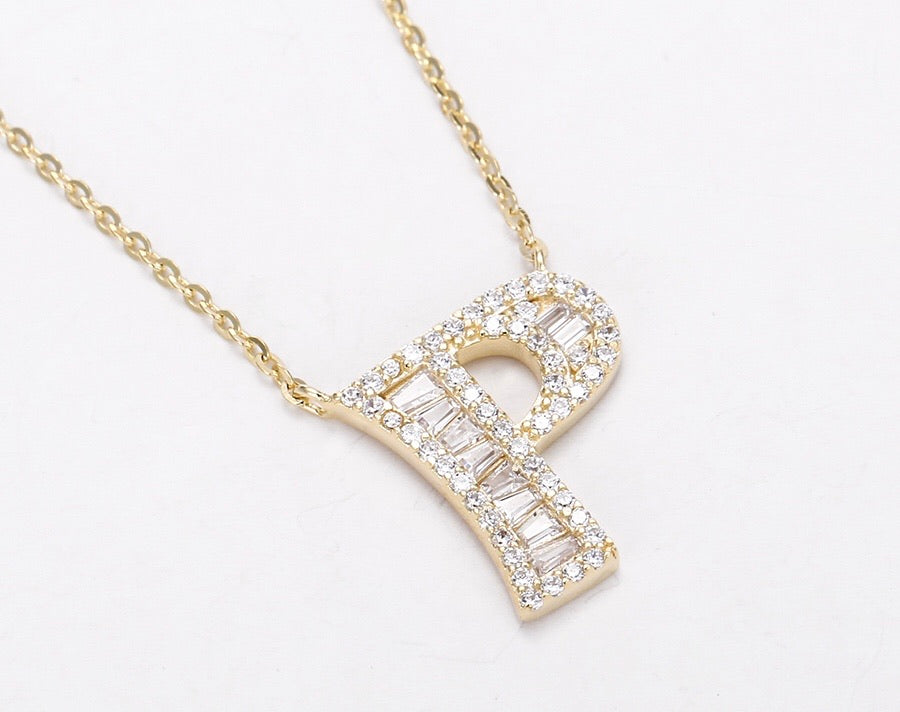 S925 Silver 14K Gold Plated Initial Necklace