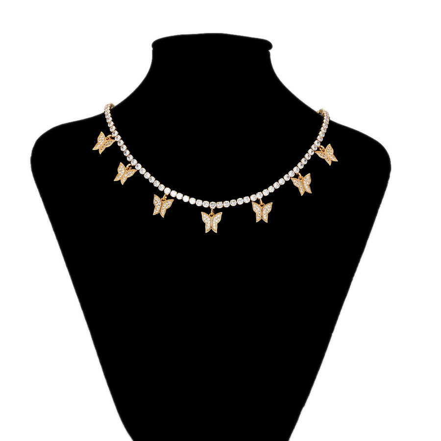 Diamond Butterfly 18K Gold Plated Necklace