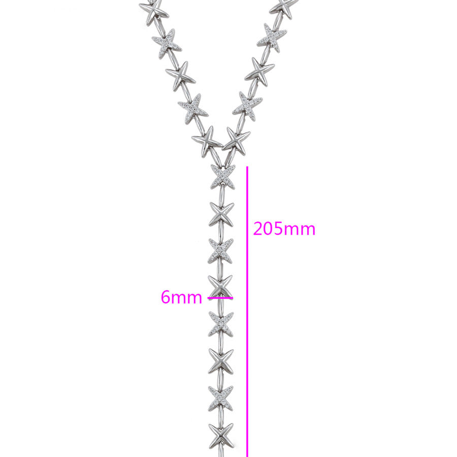 Elegant Diamond Star Necklace Adjustable Length