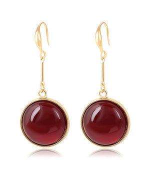 14K Gold Plated Circle Ruby Earring