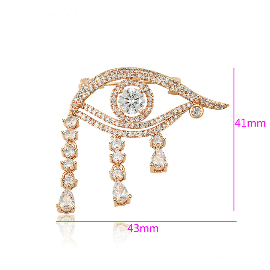 18K Gold Plated Diamond  Eye Brooch