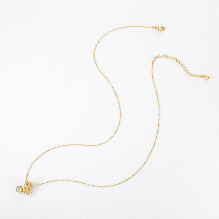Elegant Safety Pin 14K Gold Plated Cz Diamond Necklace