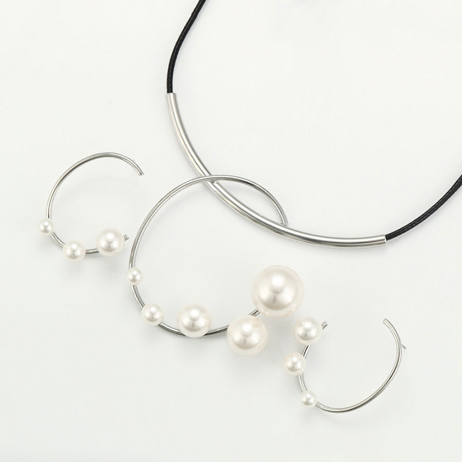 Fashion Floating Pearl  Handmade Necklace & Earring Set