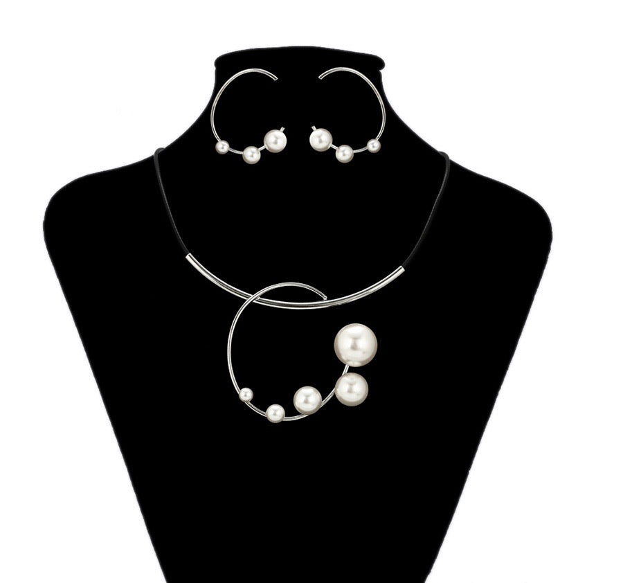 Fashion Floating Pearl  Handmade Necklace & Earring Set