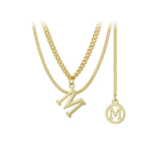 Unique Design 14K Gold Plated Initial M layered Necklace