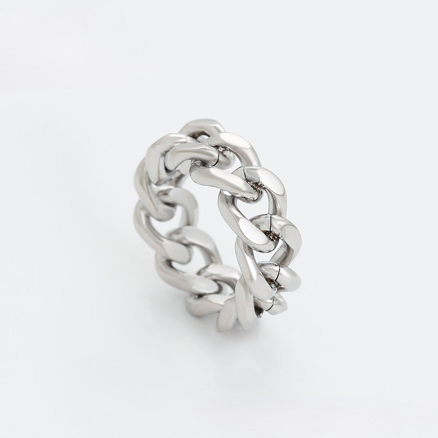 Rhodium Plated Simple Chain Ring