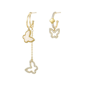 Elegant Design Diamond & Mother Of Pearl Butterfly Earring