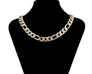 18K Gold Plated 12MM Figaro Chain Necklace