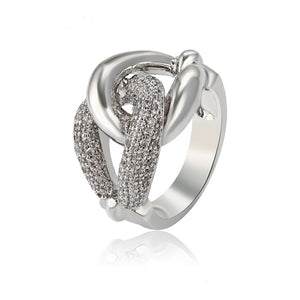 Elegant Rhodium Plated Cubic Zirconia Diamond Infinity Design Ring