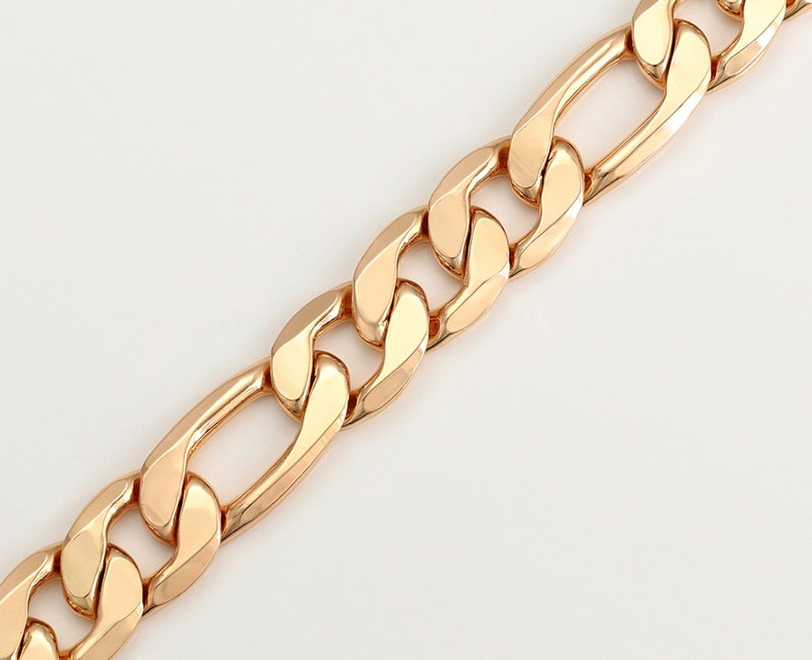 18K Gold Plated 12MM Figaro Chain Necklace