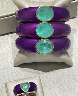 Italian Violet Enamel Tourmaline 18K Gold Plated Bracelet
