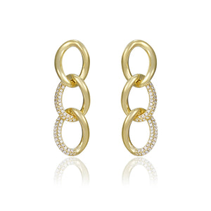 14K Gold Plated Diamond Chunky Chain  Earring
