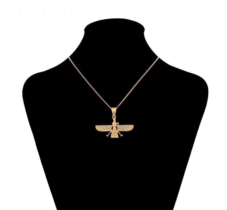 24K Gold Plated Farvahar Ahura Zoroastrian Necklace