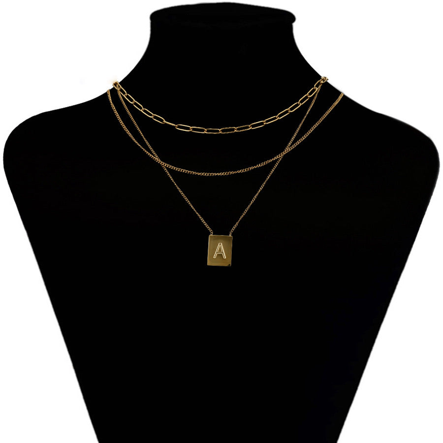 14K Gold Plated Initial A Layered Necklace