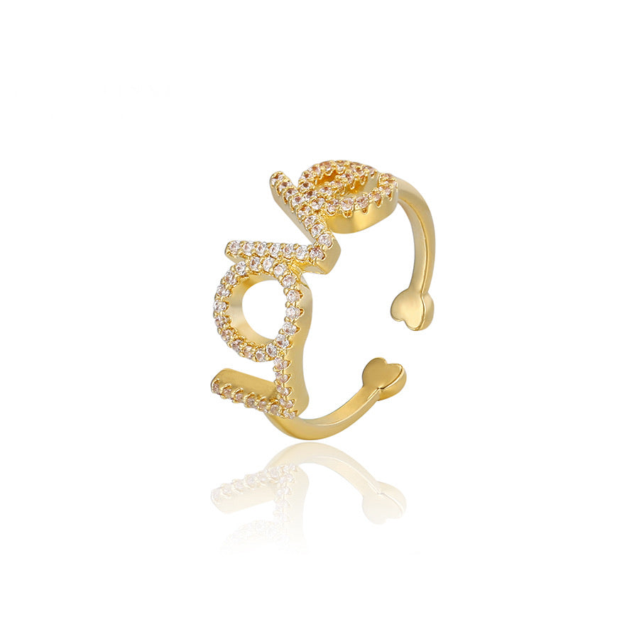 14K Gold Plated Cz Diamond Love Ring