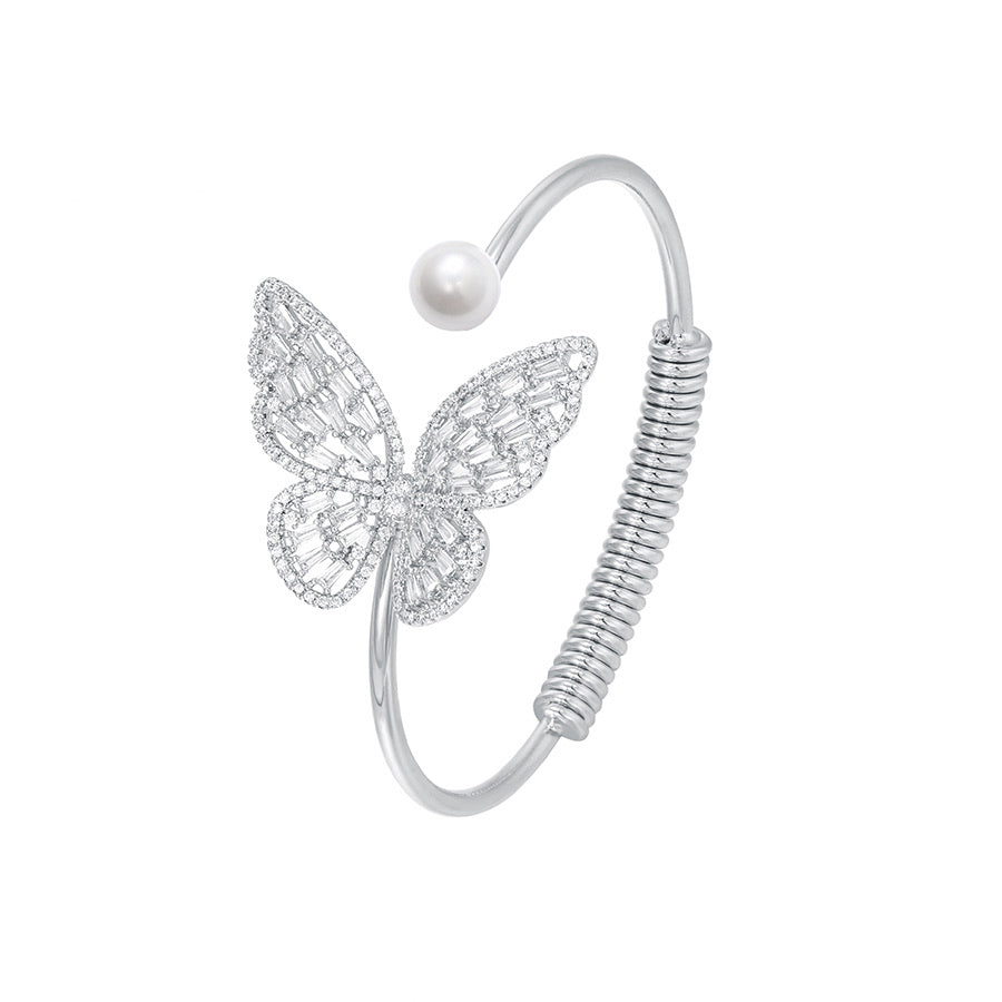 Rhodium Plated Butterfly Bracelet