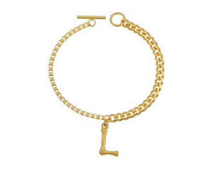 24K Gold Plated Initial L Bracelet