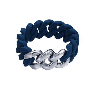 Fashion Rhodium Plated Chain, Silicone Elastic Bracelet