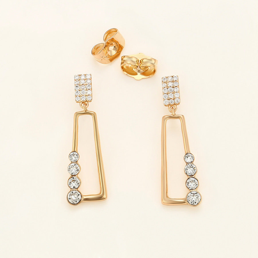 18K Gold Plated  Crystal Geometric Tiny Earring