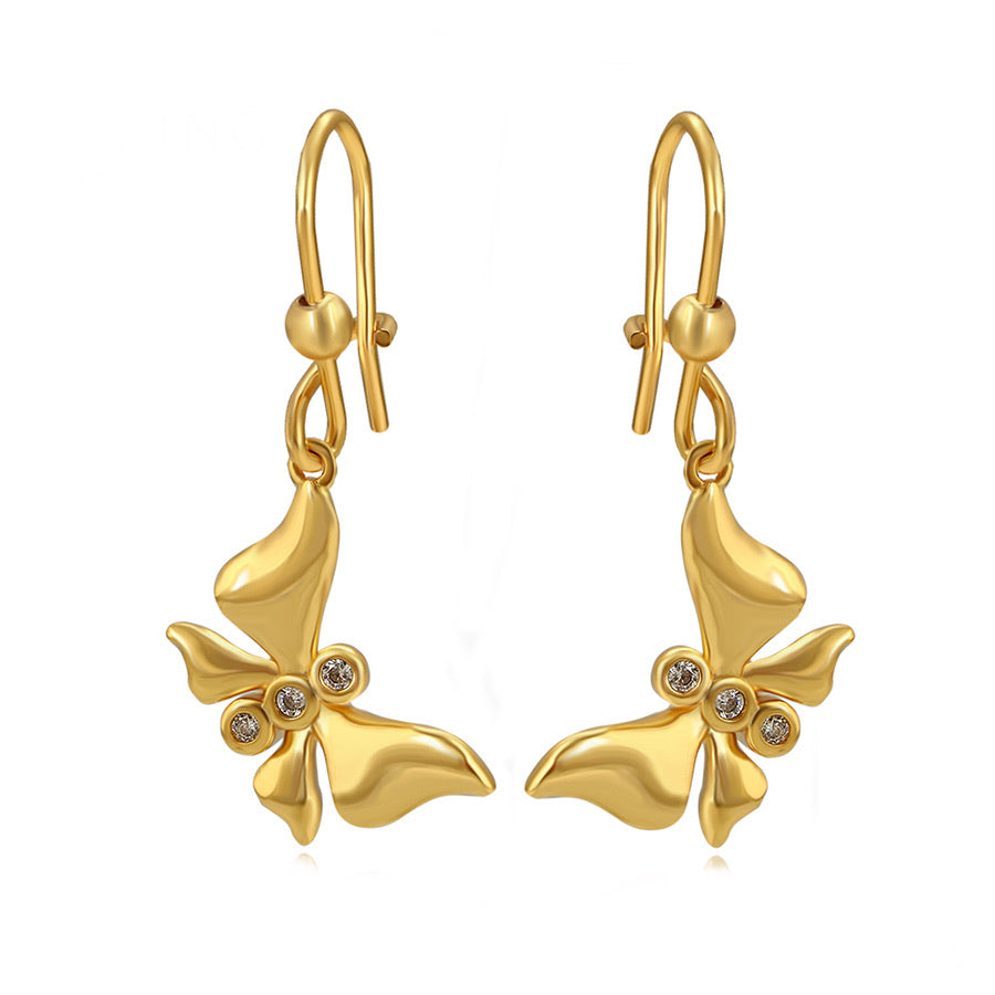 Pretty 24K Gold Plated Diamond Tiny Butterfly Earring