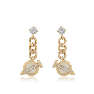 Modern Design 14K Gold Plated Nail Chain Earring