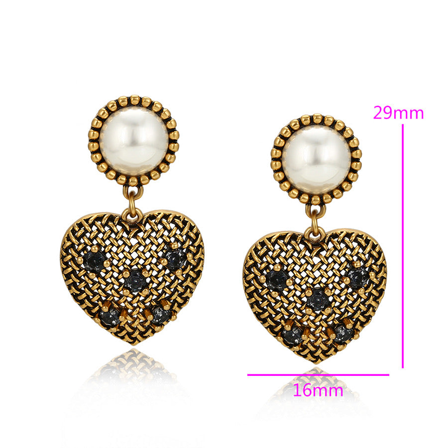 24K Gold Plated Diamond Heart Earring