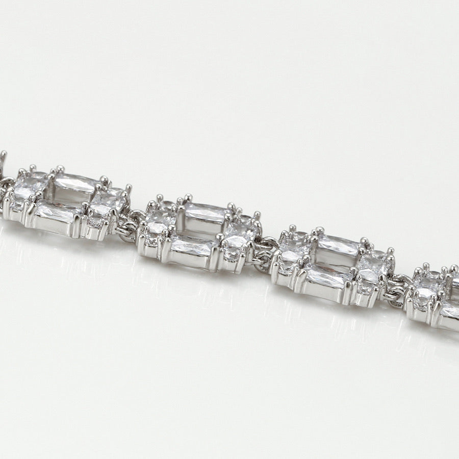 Rhodium Plated Cz Diamond Bracelet