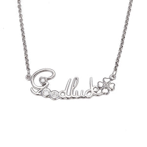 Rhodium Plated Good Luck Letter Necklace