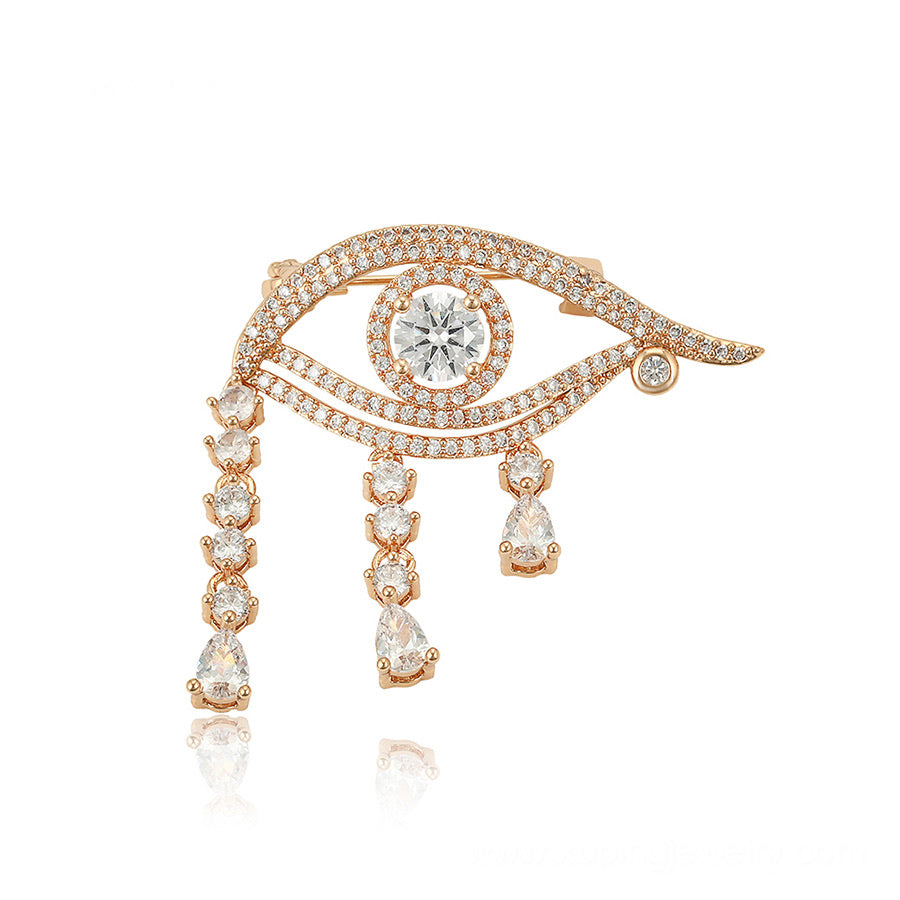 18K Gold Plated Diamond  Eye Brooch
