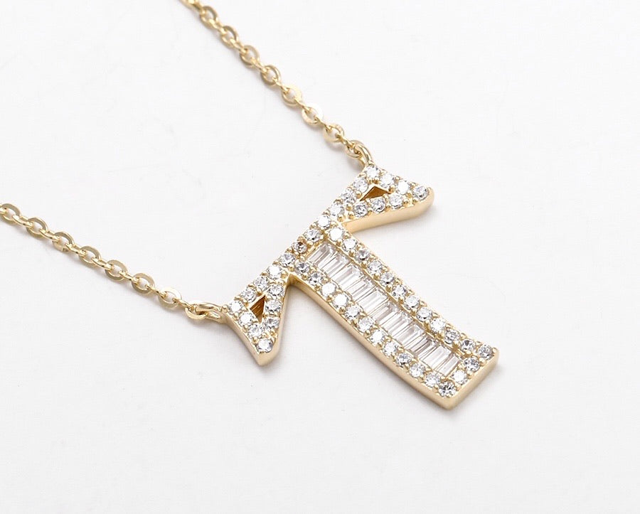 S925 Silver 14K Gold Plated Initial T Necklace