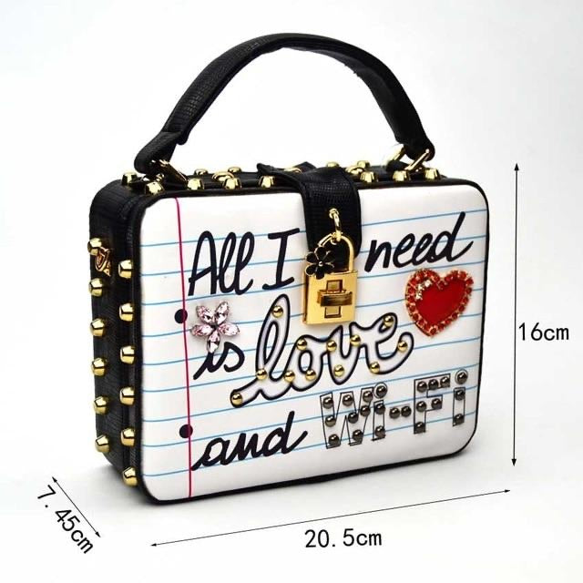 All I Need Is Love & Wifi Fashion Leather bag