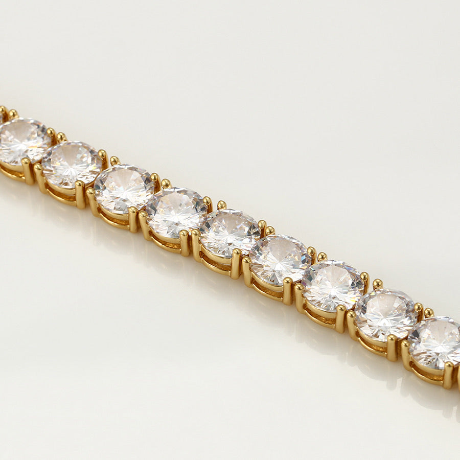 24K Gold Plated Cz Diamond Beautiful Tennis Bracelet